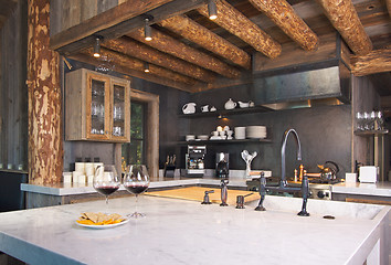 Image showing Rustic Cabin Kitchen