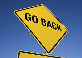 Image showing Go Back Yellow Road Sign