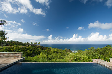 Image showing Breathtaking Hawaiian Ocean View Deck and Pool