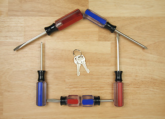 Image showing House Shaped by Screwdrivers and Keys