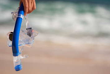 Image showing Woman Holding Snorkeling Gear