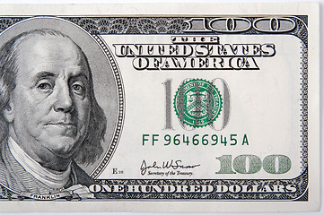 Image showing Half of a One Hundred Dollar Bill