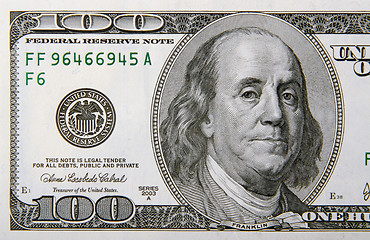 Image showing Half of a One Hundred Dollar Bill