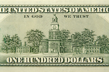 Image showing The Back of a One Hundred Dollar Bill 