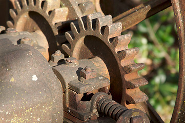 Image showing Vintage Rusty Farm Equipment Gears