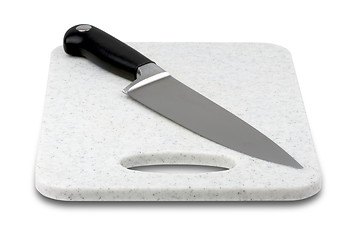 Image showing Large Knife on Cutting Board