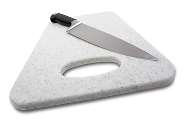 Image showing Large Knife on Cutting Board