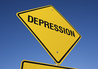 Image showing Depression Yellow Road Sign