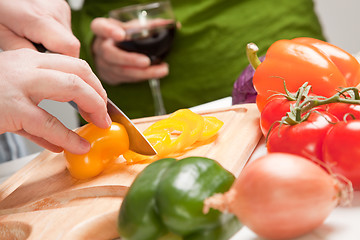 Image showing Man Slicing Vegetables