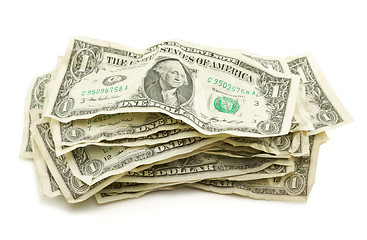 Image showing Pile of Crumpled Dollar Bills