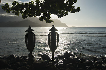 Image showing Sunset Over Hanalei Bay, Kauai