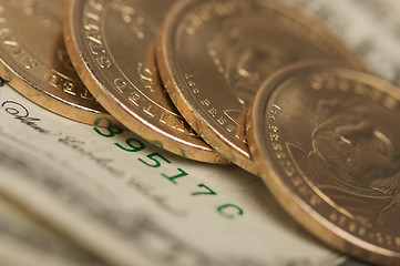 Image showing Abstract U.S. Dollar Coins & Bills