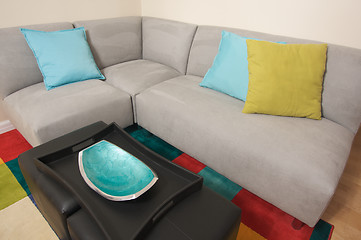 Image showing Grey Suede Couch Corner Area