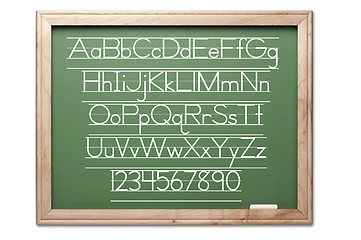 Image showing Chalkboard with Letters and Numbers