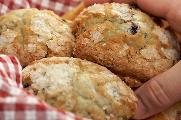 Image showing Blueberry Muffins in Basket