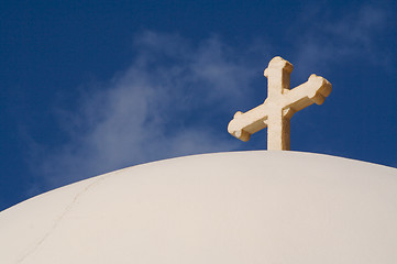 Image showing Dome and Cross From Santorini, Greece