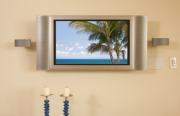 Image showing LCD TV & Speakers