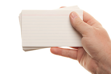 Image showing Male Hand Holding Stack of Flash Cards