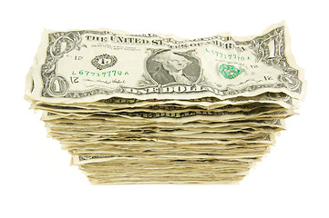 Image showing Pile of Crumpled Dollar Bills