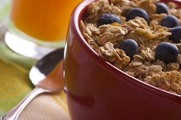 Image showing Bowl of Granola and Boysenberries