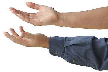 Image showing Man's and Woman's hand with palm out.