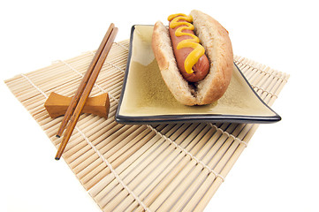 Image showing Hot Dog and Chopsticks