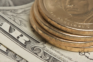 Image showing Abstract U.S. Dollar Coins & Bills