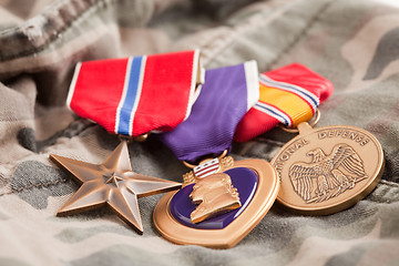 Image showing Bronze, Purple Heart and National Defense Medals