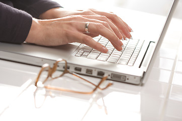 Image showing Female Using Laptop