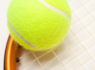 Image showing Abstract Tennis Ball, Racquet and Strings