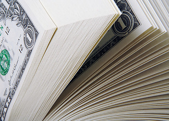 Image showing Abstract of a Large Stack of One Dollar Bills