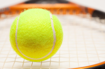 Image showing Abstract Tennis Ball, Racquet and Strings