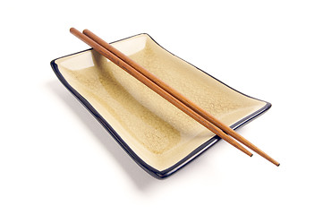 Image showing Abstract Chopsticks and Bowl