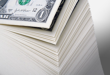 Image showing Abstract of a Large Stack of One Dollar Bills