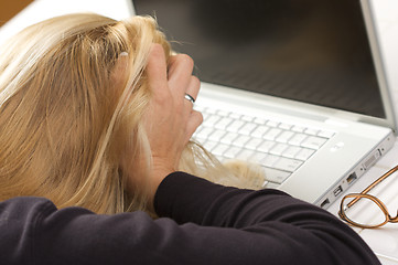 Image showing Frustrated Female Using Laptop