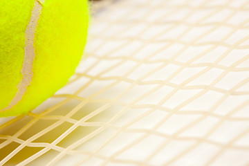 Image showing Abstract Tennis Ball, Racquet and Strings