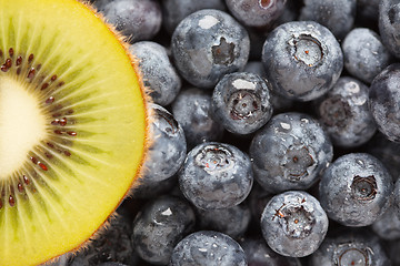 Image showing Macro Kiwi and Blueberries