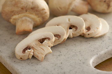 Image showing Mushrooms on a Cutting Board