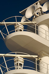 Image showing ea. Cruise ship radar and signaling equipment.