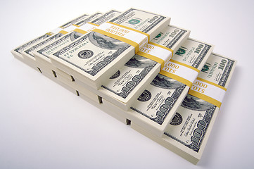 Image showing Stacks of One Hundred Dollar Bills