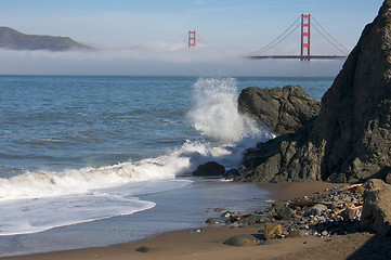 Image showing The Golden Gate Bridge in the Morning Fog