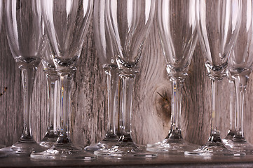 Image showing Champagne Flutes on Shelf