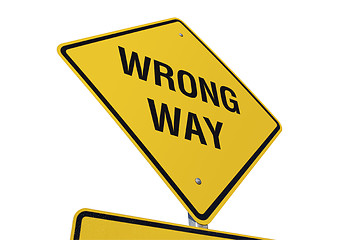 Image showing Wrong Way Yellow Road Sign