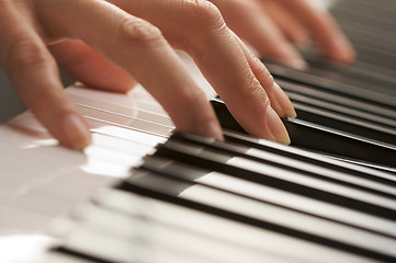 Image showing Woman's Fingers on Digital Piano Keys