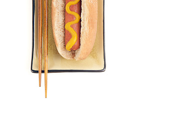 Image showing Hot Dog and Chopsticks