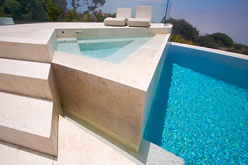 Image showing Custom Luxury Pool, Hot Tub and Chairs Abstract