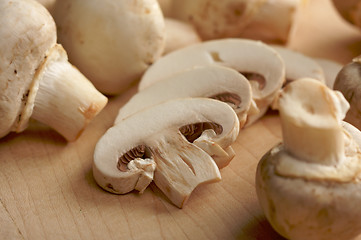 Image showing Mushrooms on a Cutting Board