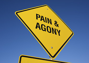 Image showing Pain and Agony Yellow Road Sign