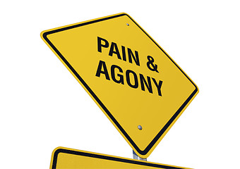 Image showing Pain and Agony Yellow Road Sign