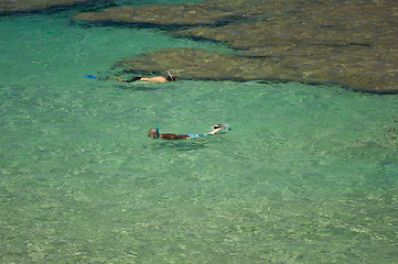 Image showing Snorkelers in the Clear Tropical Waters